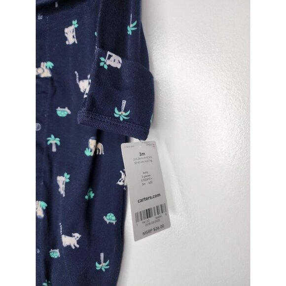 CARTER'S LITTLE BABY SLEEP & PLAY GOWN /BODYSUIT HAT SOCKS NAVY BLUE SIZE 3M - Picture 7 of 11